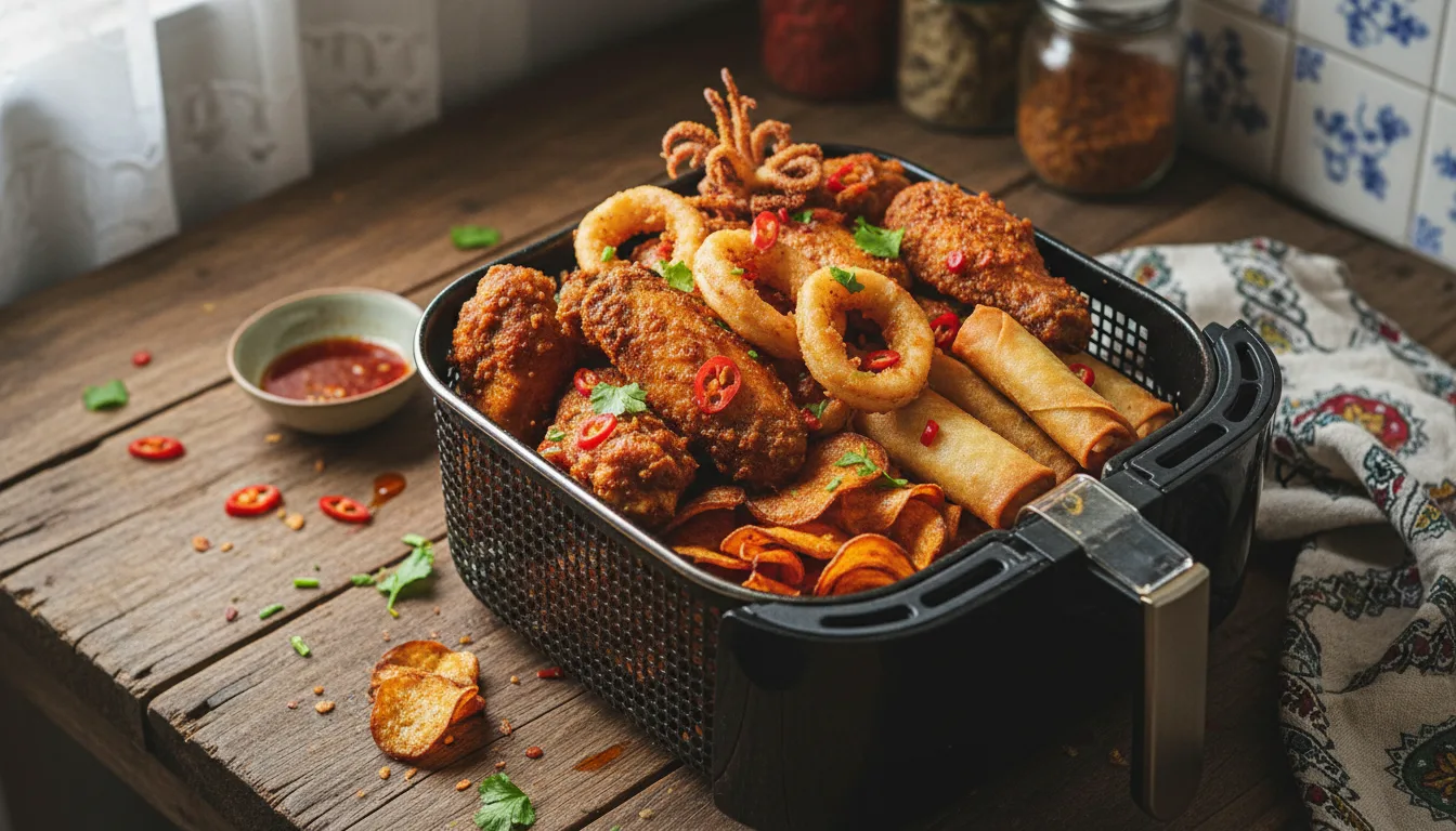 Food in an air fryer basket