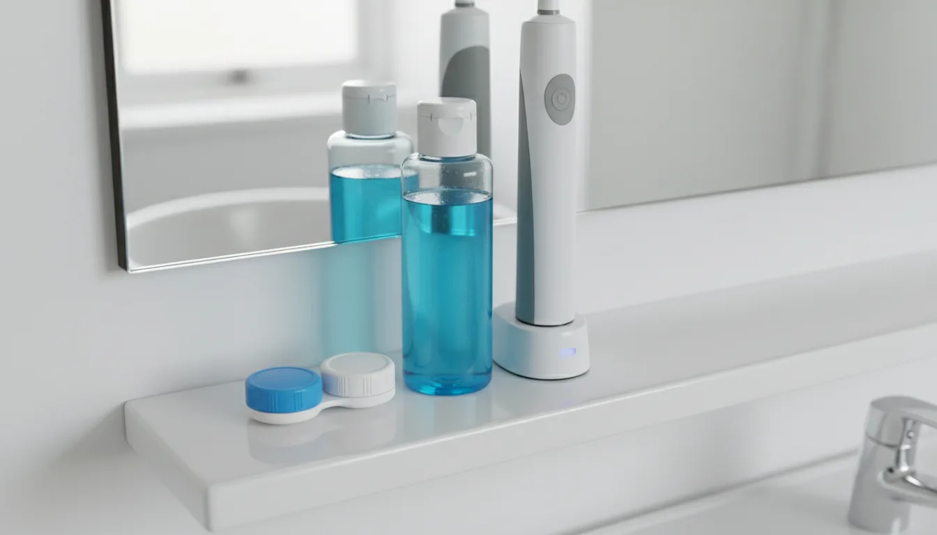 Lens cases and an electric toothbrush