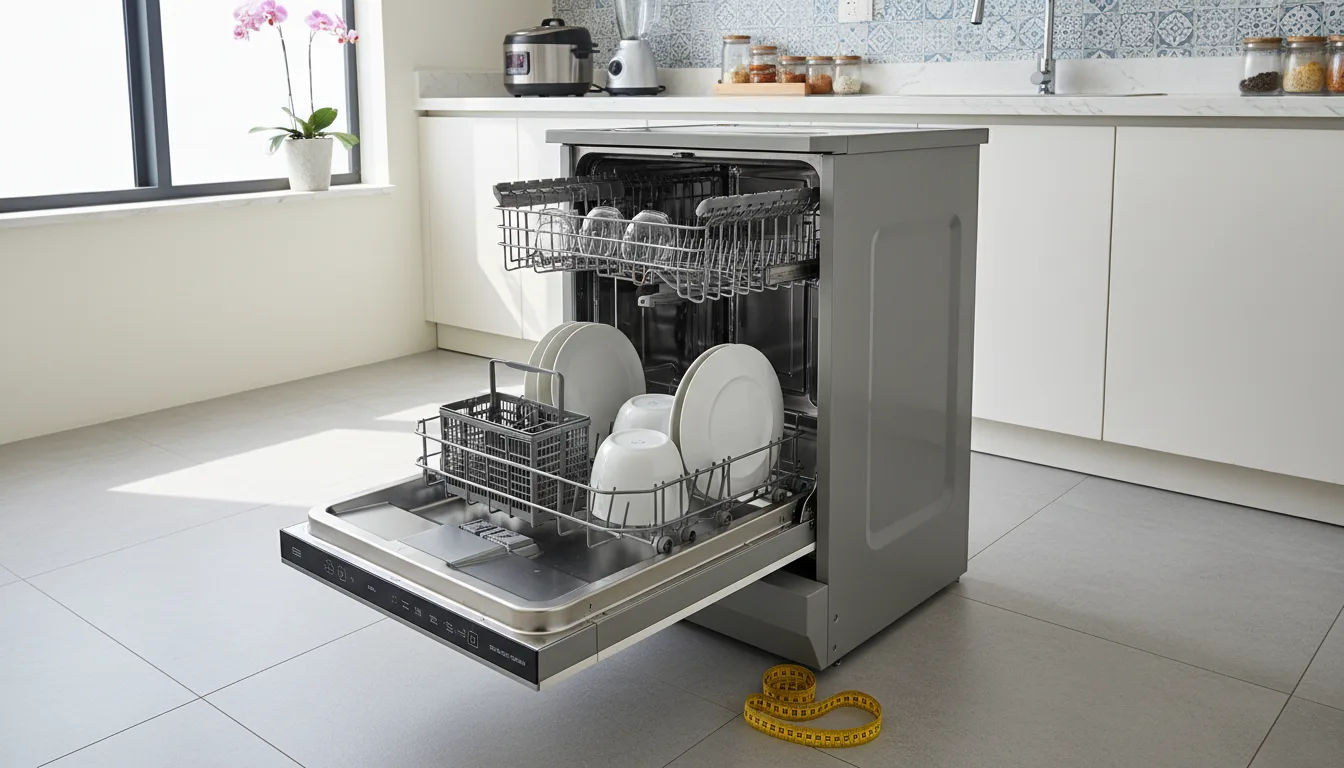 An open dishwasher with racks out
