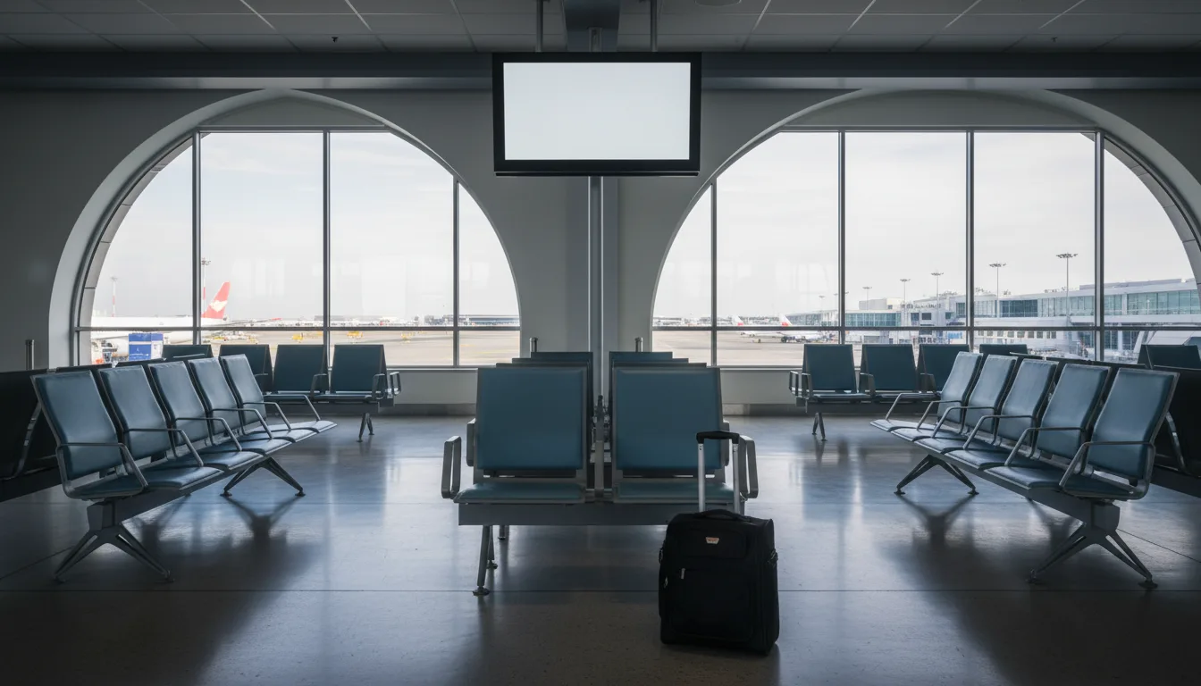 An empty airport departure gate