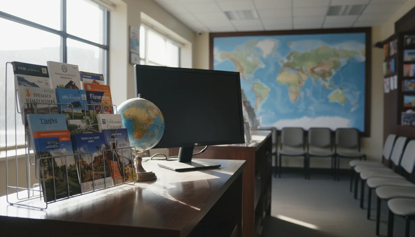 A travel agency counter