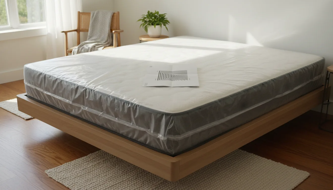 A new mattress partly unwrapped