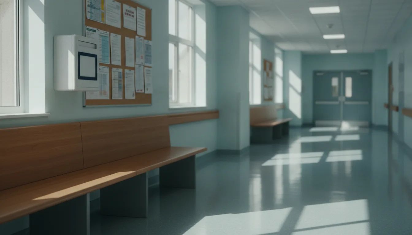 A hospital corridor and feedback box