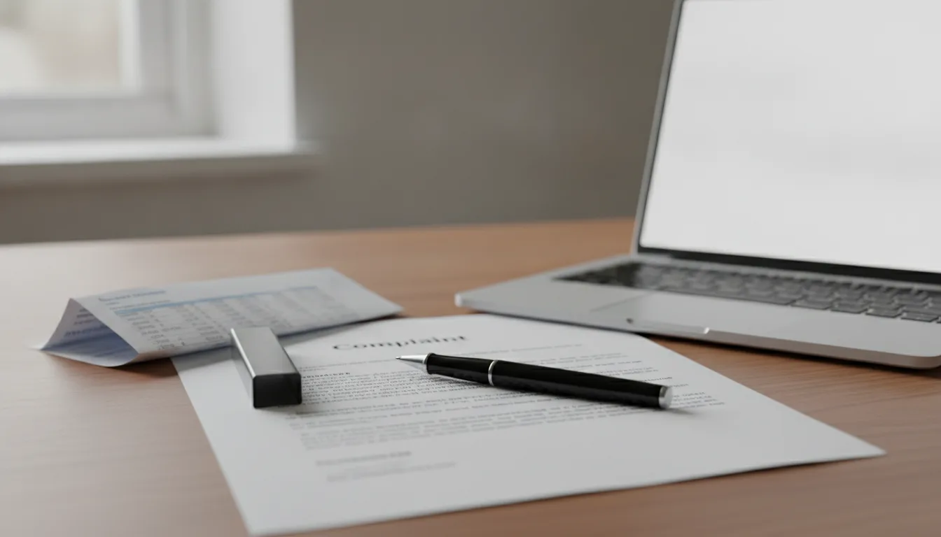 A complaint letter and bank statement