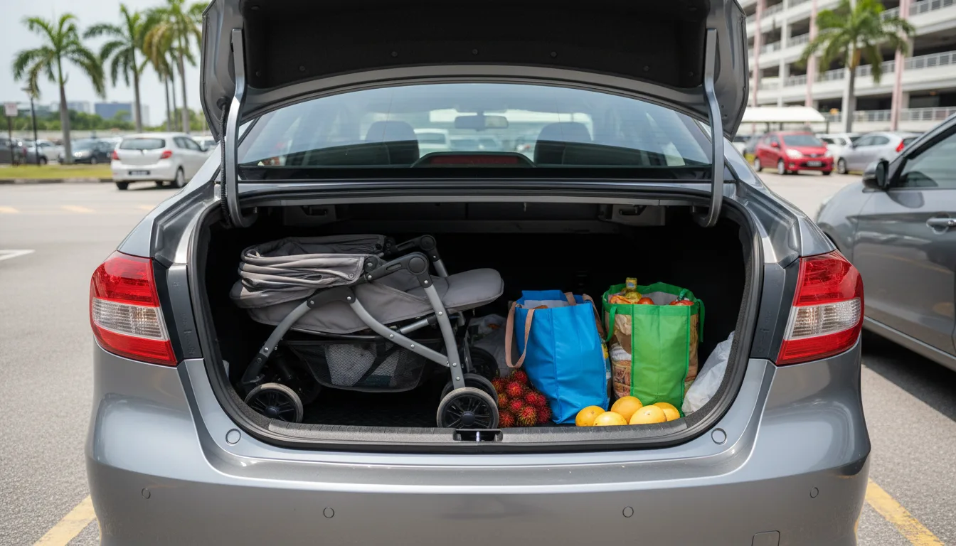 An open car boot with cargo