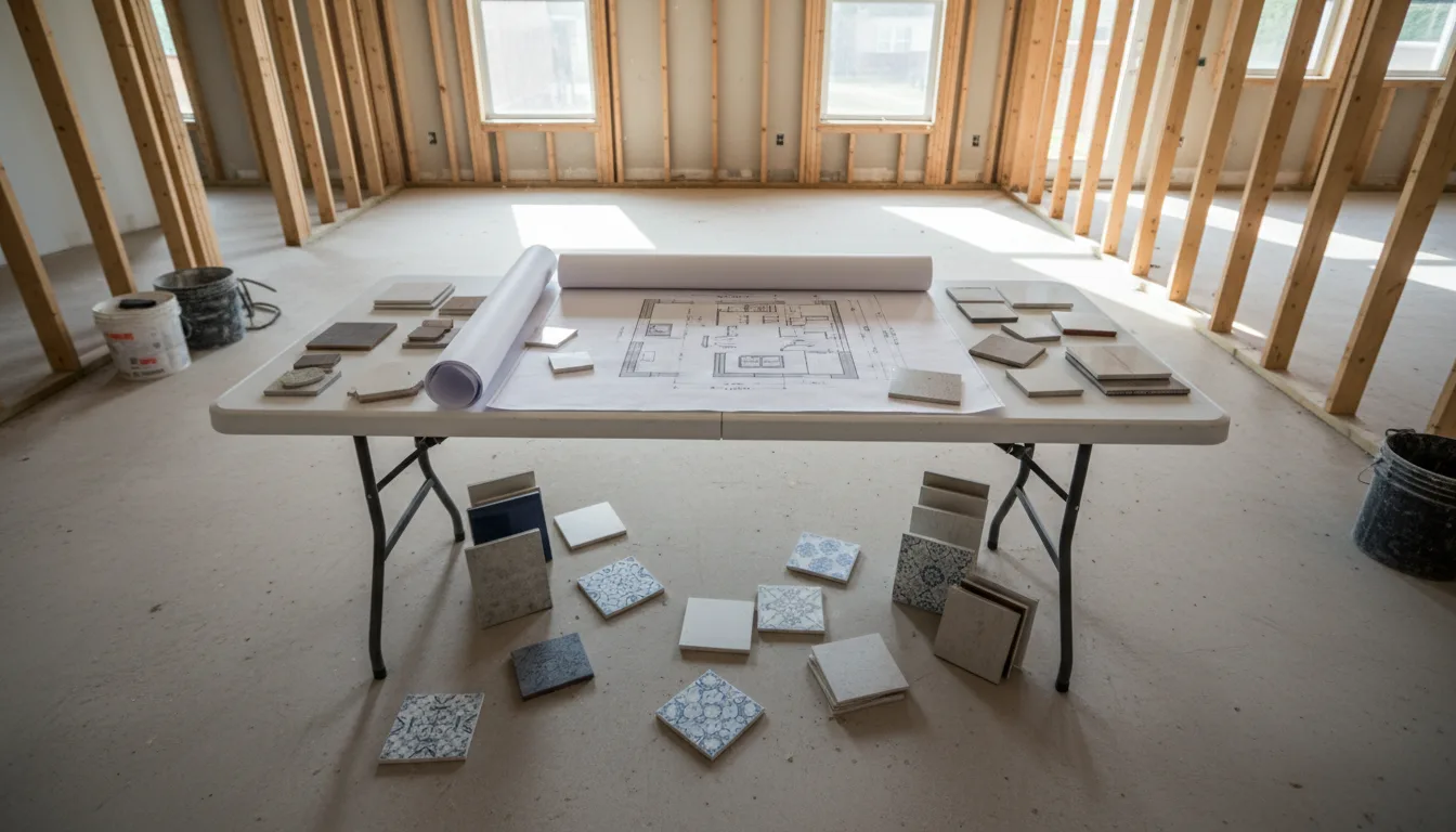 Kitchen renovation planning on a table