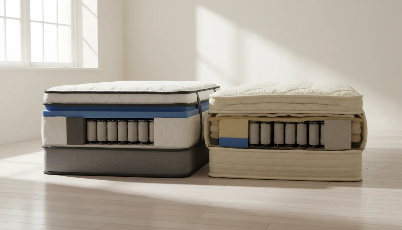 Two mattress samples side by side
