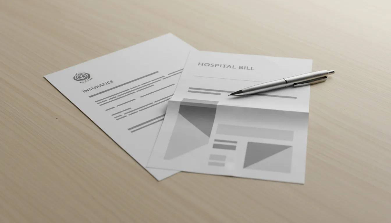A hospital bill and an insurance letter