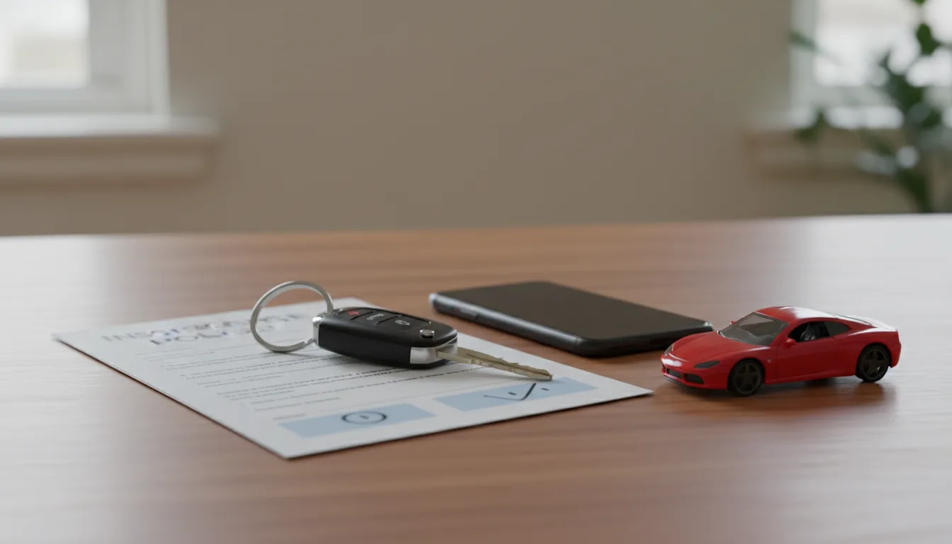Car keys and a policy document