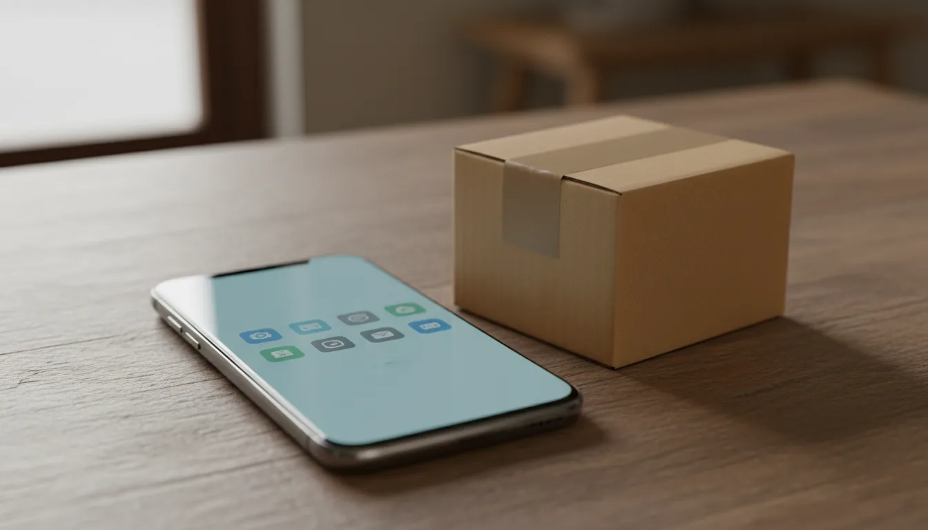 A phone beside a returned parcel
