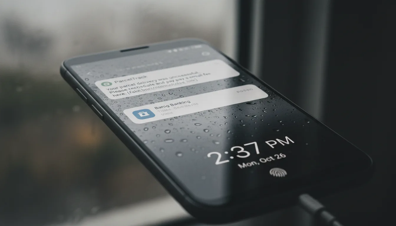 A smartphone notification at night