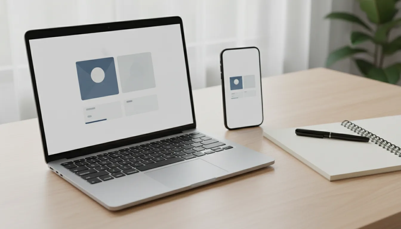 A laptop and phone showing account screens
