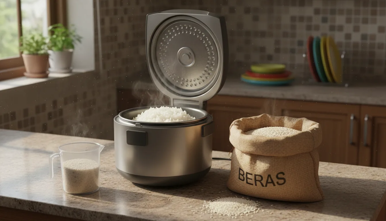 A rice cooker on a kitchen counter