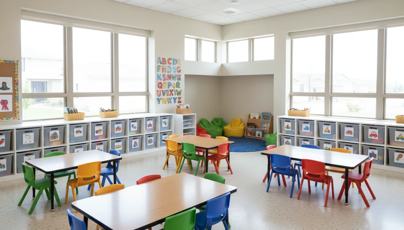 An empty childcare classroom