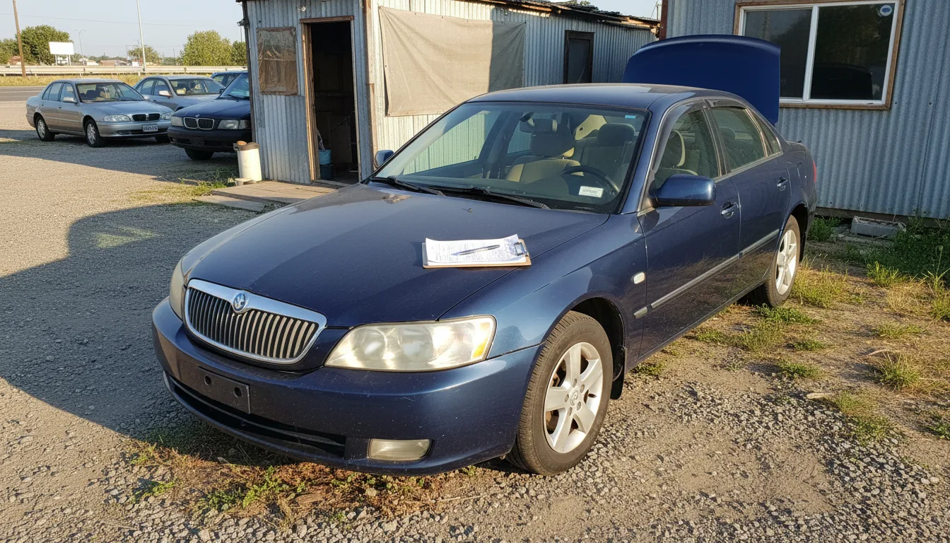 A used car with paperwork on the bonnet