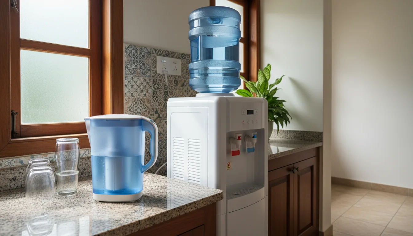 A water filter jug and a dispenser