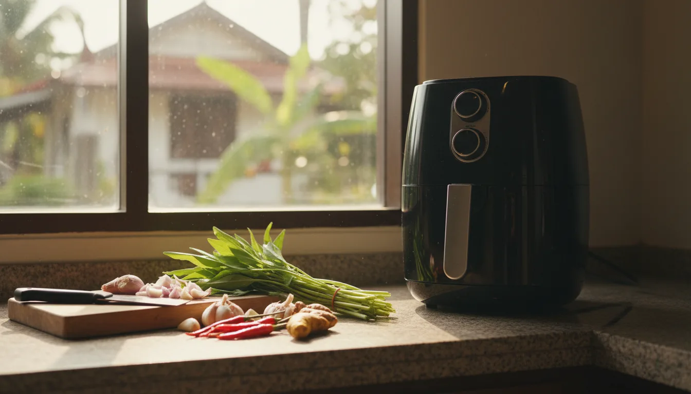 An air fryer in a Malaysian kitchen