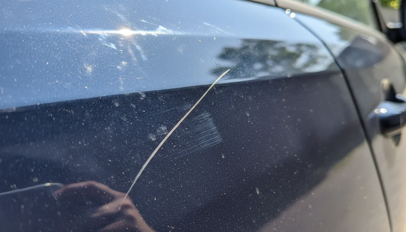 A minor scratch on a car door