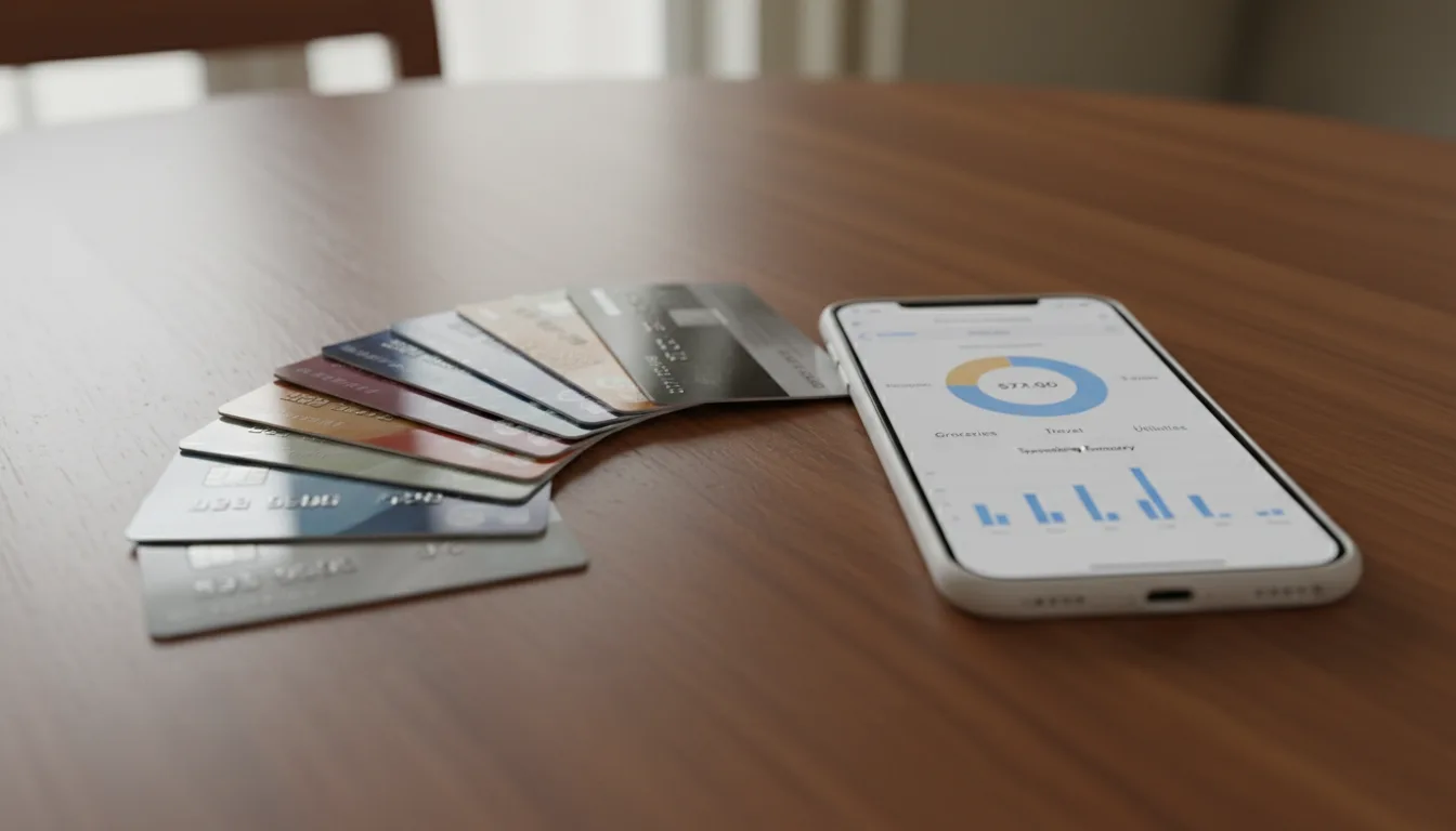 Payment cards on a table