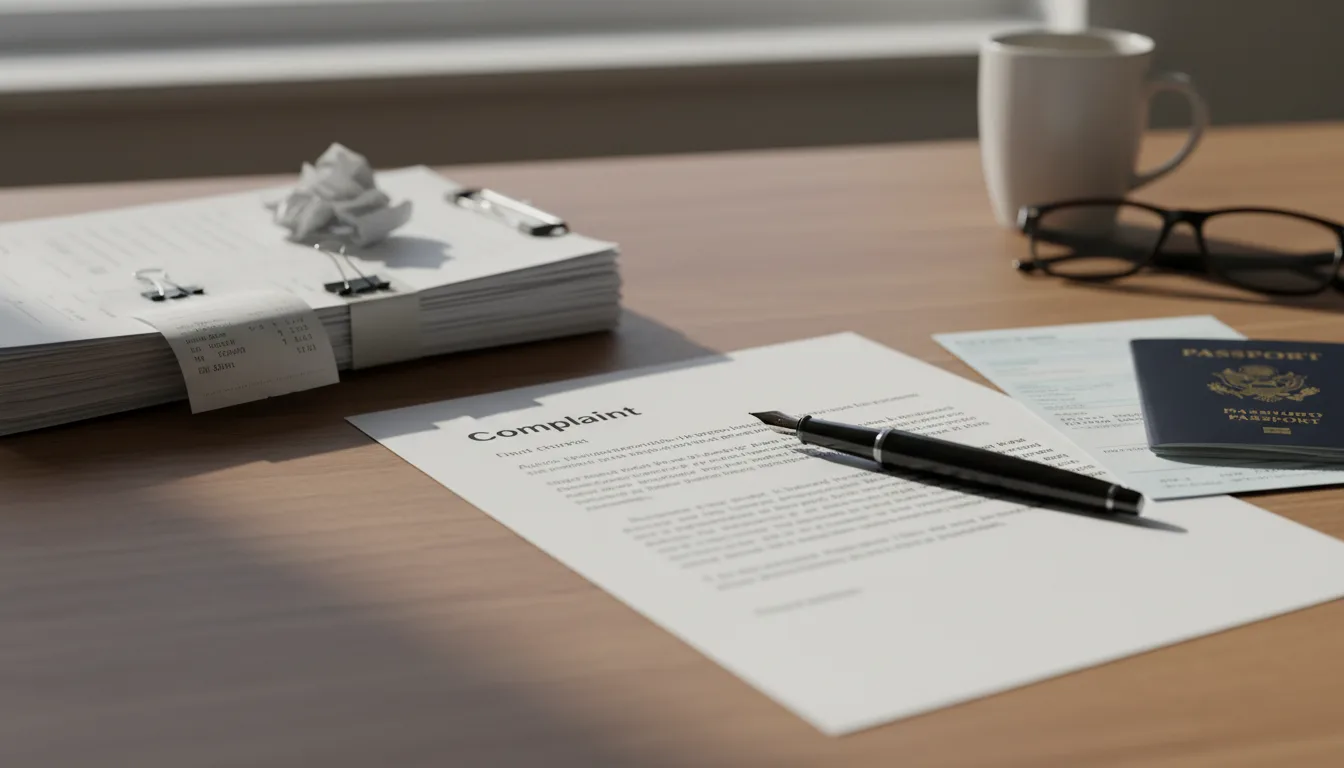 A complaint letter and documents