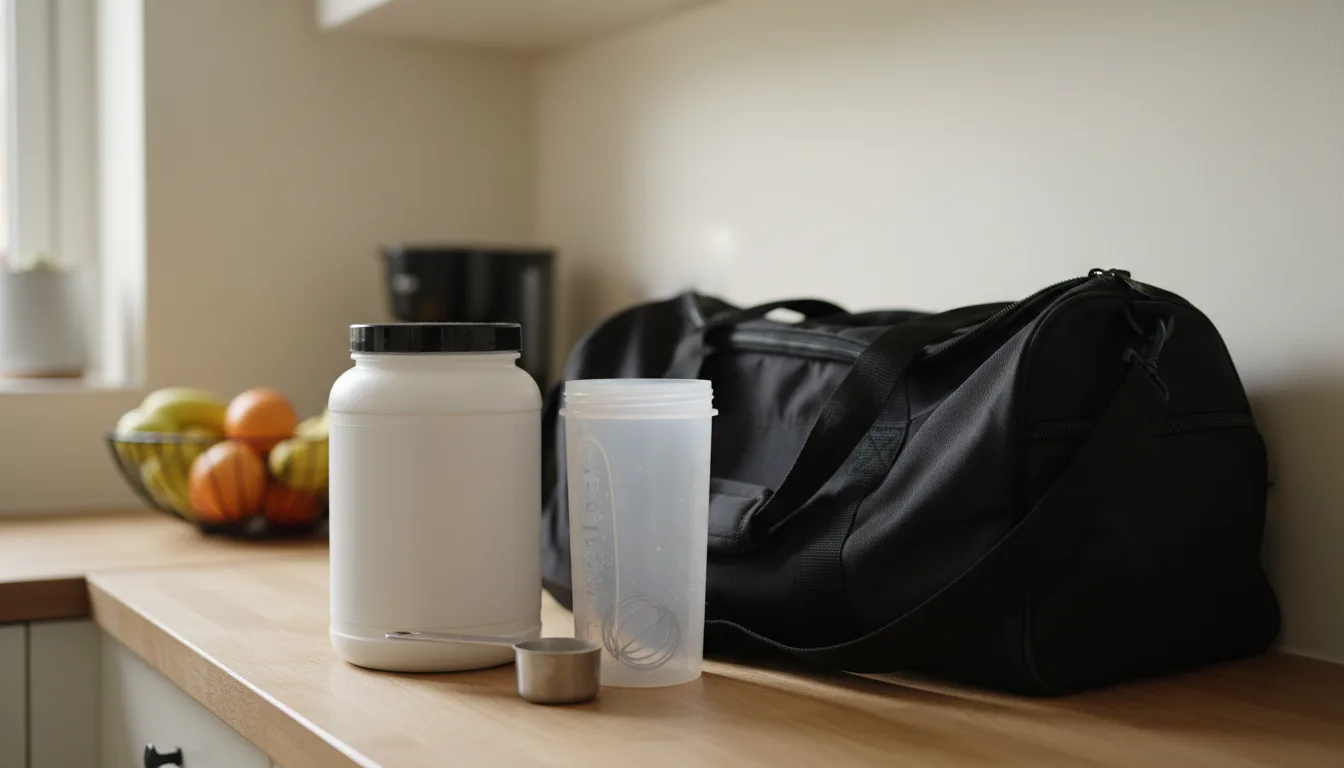 Protein powder and a shaker