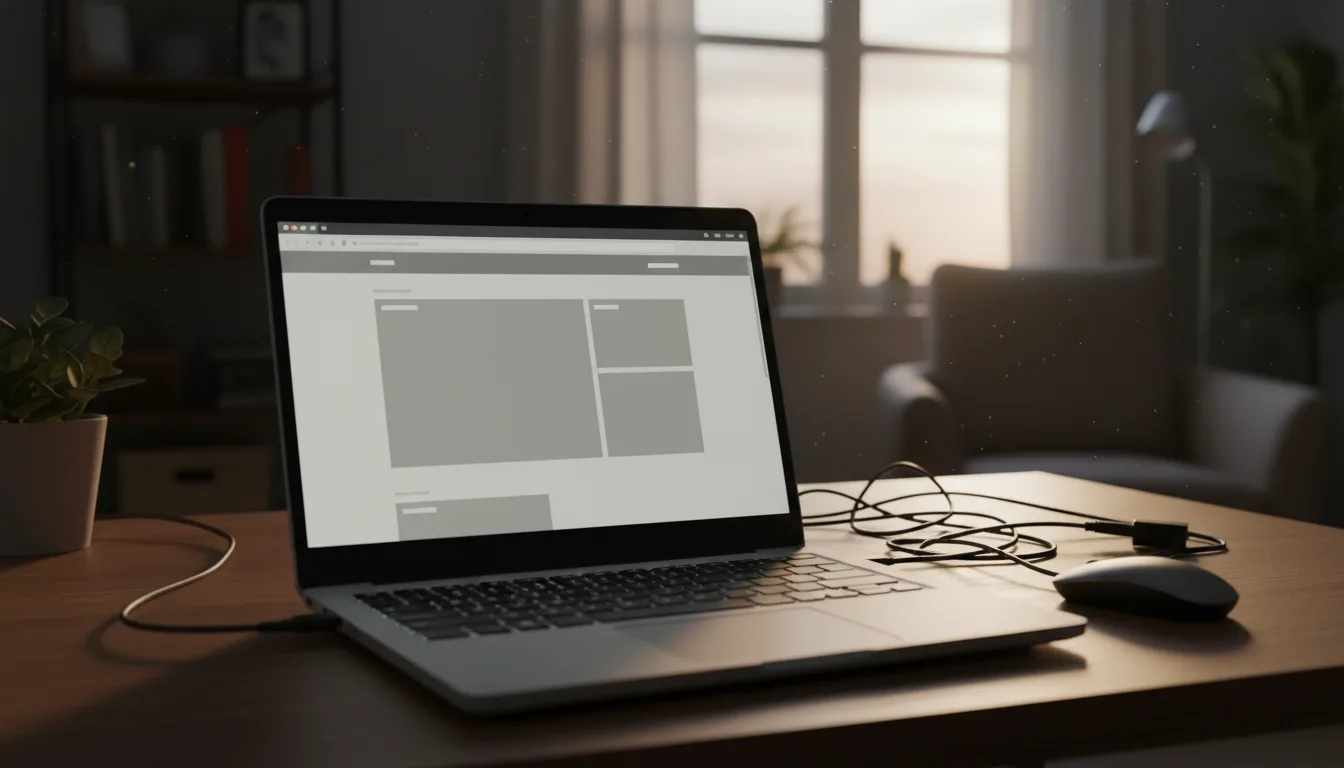 A laptop showing a generic web page